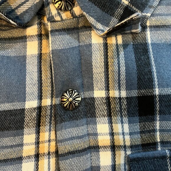 Chrome Hearts Sanskrit Check Quilted Shirt Blue And Black Check - Picture 3 of 9